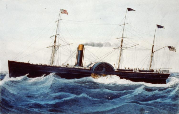 U.S. Mail steamship Baltic (launched 1850) of the Collins Line, 1852 - Курр'є та Айвз