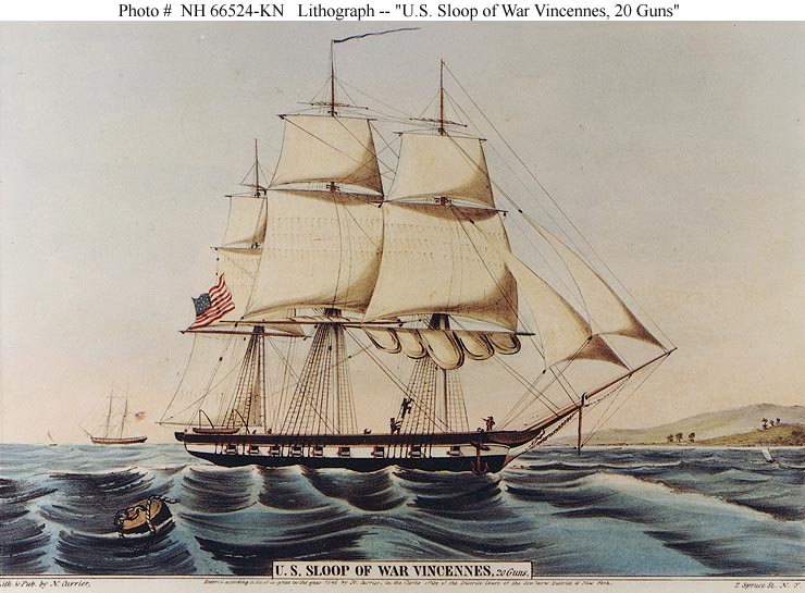 Vincennes Sloop, 1845 - Currier and Ives
