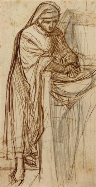 Sketch For Dante At Verona, With A Preliminary Study For The Principal Figure - Dante Gabriel Rossetti