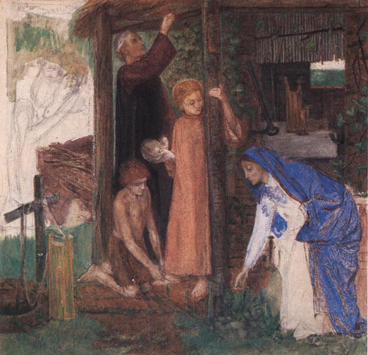 The Passover in the Holy Family Gathering Bitter Herbs, 1855 - 1856 - Dante Gabriel Rossetti