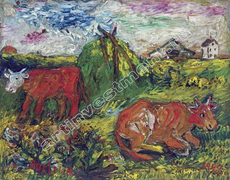 Field with Cattle, 1948 - David Burliuk