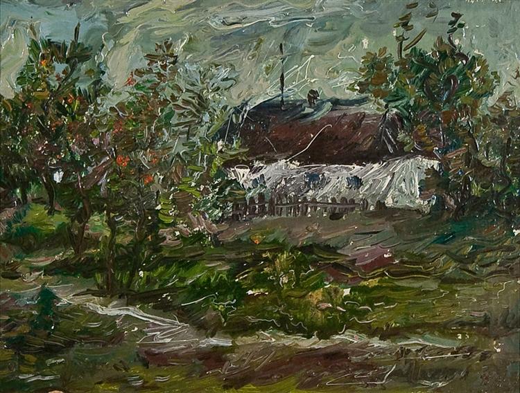 Landscape with a house - David Burliuk