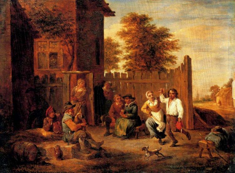 Peasants merrying outside an inn, 1642 - David Teniers the Younger