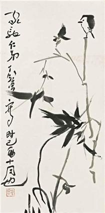 Bird on Bamboo Tree - Дін Яньюн