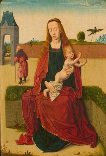 Nossa Senhora e o Menino num banco gramado, c.1470 - Dirck Bouts