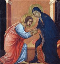 The arrival of the apostles to the Virgin (Fragment) - Duccio di Buoninsegna