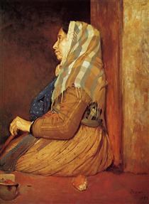 A Roman Beggar Woman - Edgar Degas