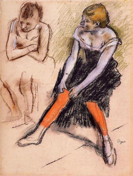 Танцовщица в красных чулках, c.1884 - Эдгар Дега