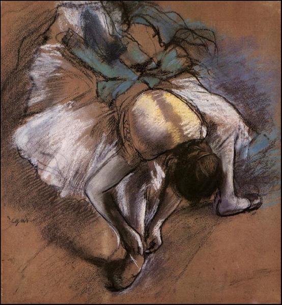 Танцовщица поправляет балетку, 1880 - 1885 - Эдгар Дега