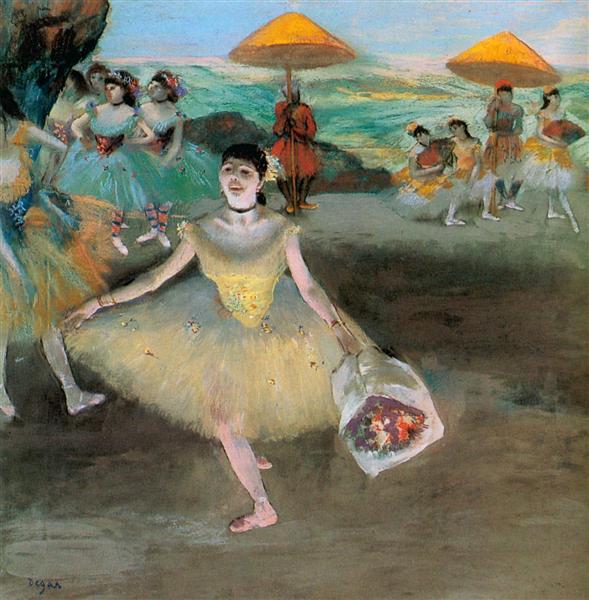 Танцовщица с букетом в поклоне, 1877 - Эдгар Дега