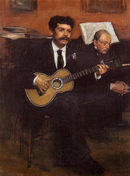 Portrait of Lorenzo Pagans, Spanish tenor, and Auguste Degas, the artist's father, c.1871 - c.1872 - Едґар Деґа