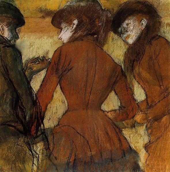 Три женщины на скачках, c.1885 - Эдгар Дега