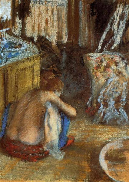 Женщина на корточках, c.1879 - Эдгар Дега
