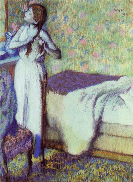 Девушка заплетает косу, 1894 - Эдгар Дега