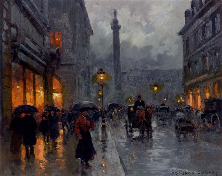 Place Vendome in Rain - Édouard Cortès