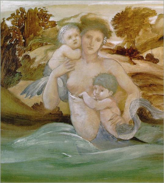 Mermaid With Her Offspring - Edward Burne-Jones