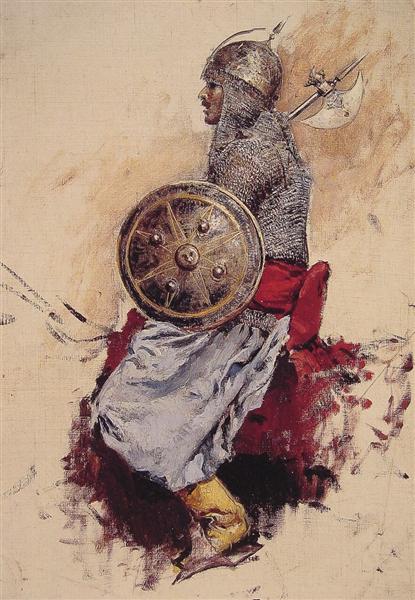 Man in Armor (preparatory sketch for Entering the Mosque) - Edwin Lord Weeks