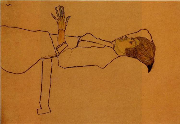 Лежащая одетая женщина, c.1910 - Эгон Шиле