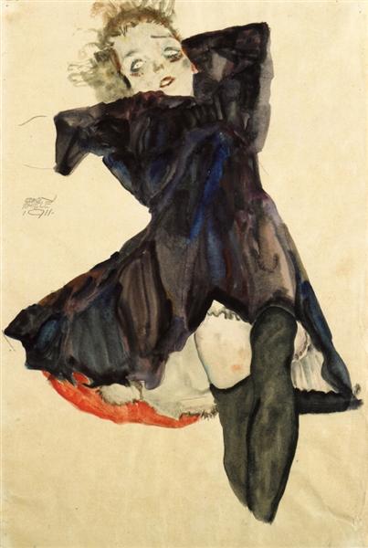 Girl in Blue Dress, 1911 - Эгон Шиле