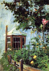 House with a Bay Window in the Garden - Egon Schiele