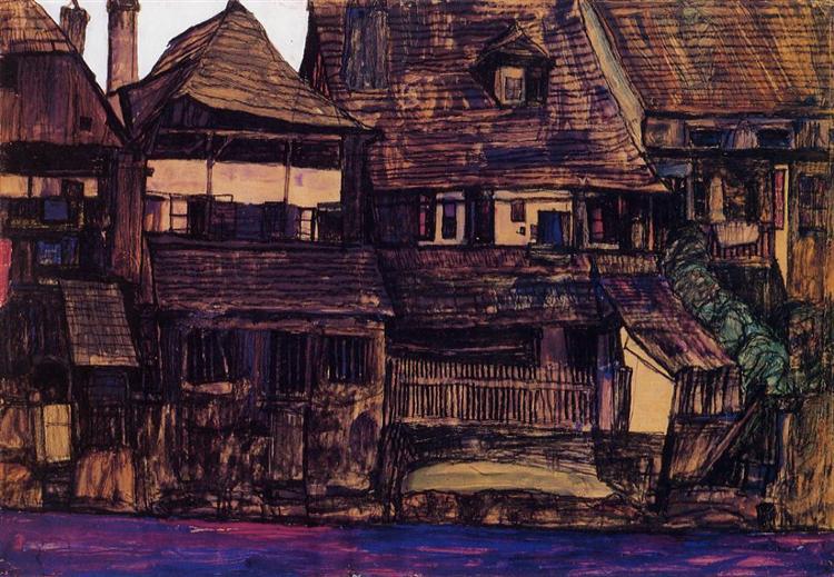 Houses on the Moldau, Krumau, 1910 - Egon Schiele