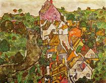 Landscape at Krumau - Egon Schiele