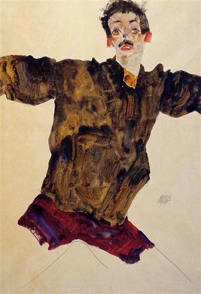 Self Portrait with Outstretched Arms, 1911 - 席勒