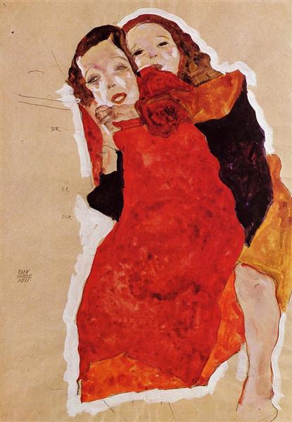 Two Girls, 1911 - Эгон Шиле