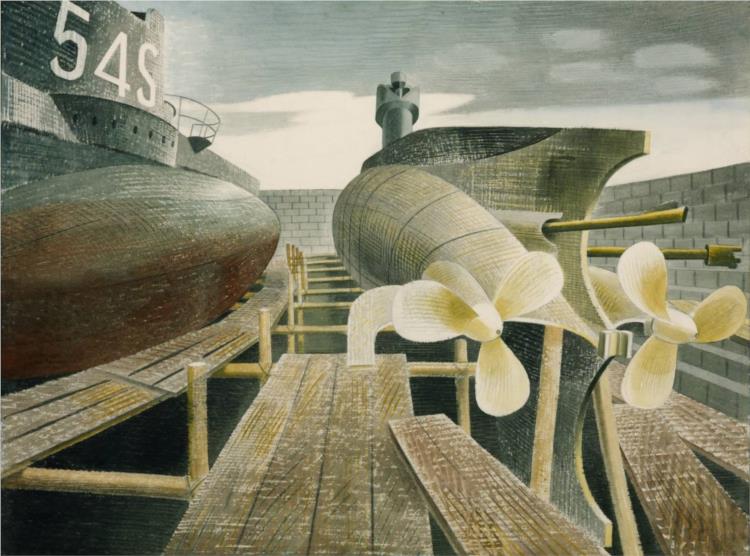 Submarines in dry dock, 1940 - Эрик Равилиус