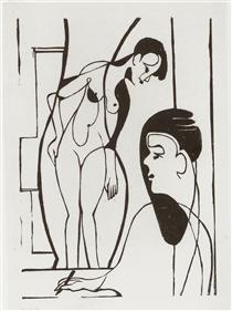 Artist and Female Modell - Ernst Ludwig Kirchner