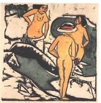 Bathing Women between White Rocks - 恩斯特‧路德維希‧克爾希納