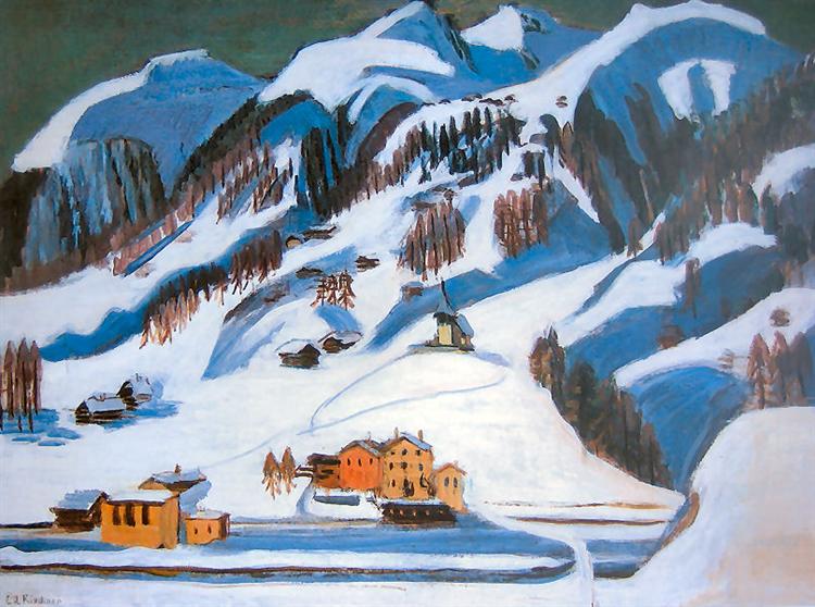 Mountains and Houses in the Snow, c.1924 - Эрнст Людвиг Кирхнер