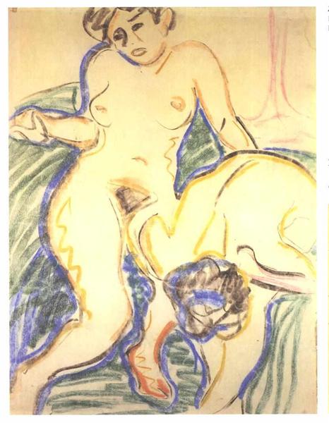 Two Nude Girls - Ernst Ludwig Kirchner