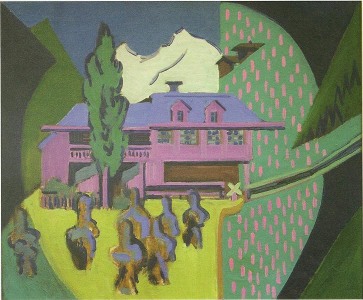 Violet House in Front of a Snowy Mountain, 1938 - Эрнст Людвиг Кирхнер
