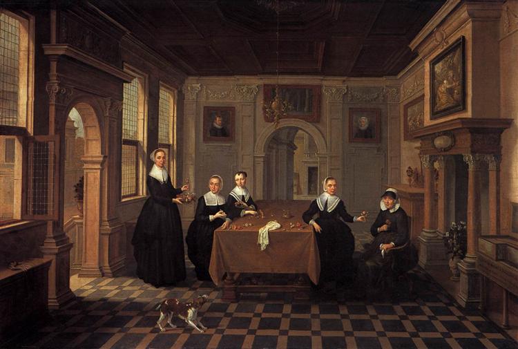 Five Ladies in an Interior, c.1625 - Есайас ван де Вельде