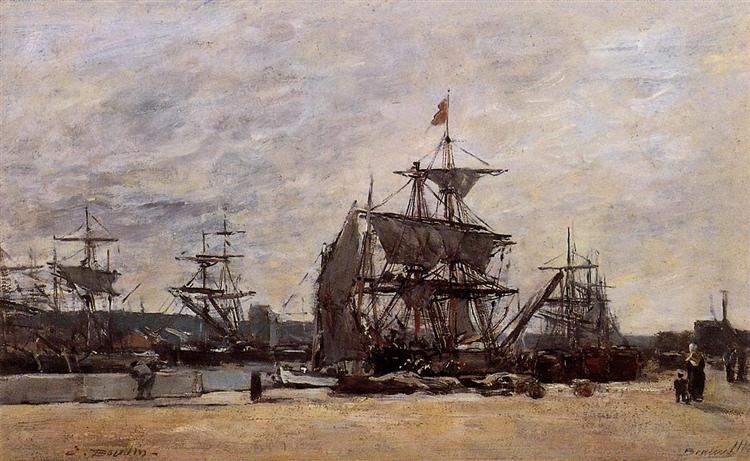 Deauville, Docked Boats, c.1874 - Эжен Буден