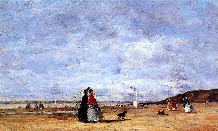 Elegant Women on the Beach, 1863 - Эжен Буден