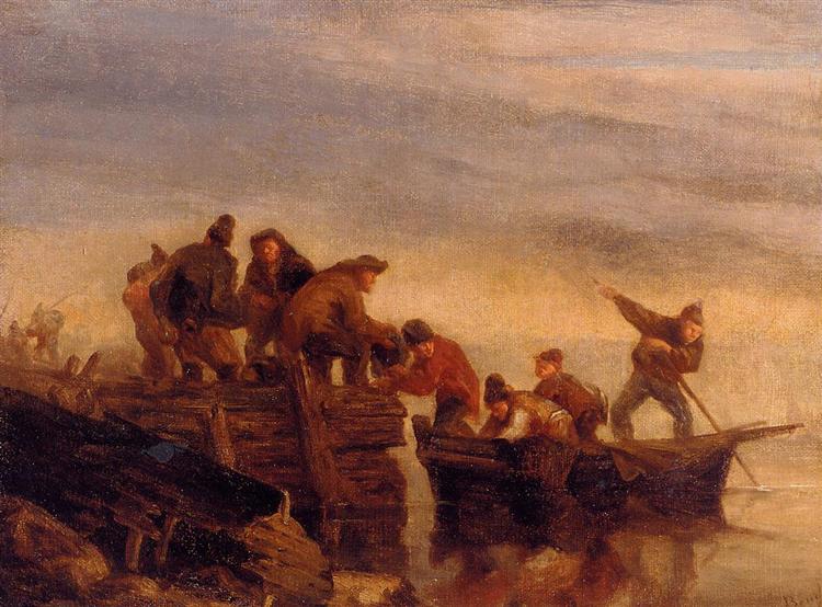 Fishermen by the Water, c.1855 - Eugene Boudin