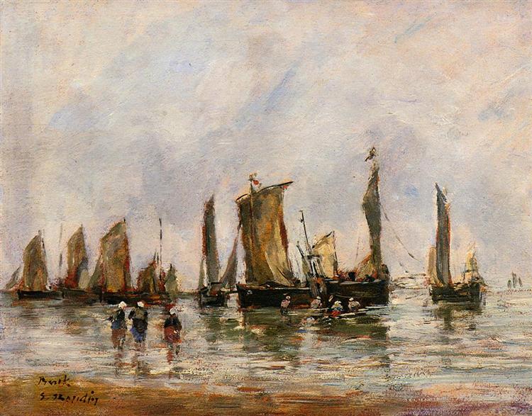 Fishing Boats at Berck, c.1878 - Эжен Буден