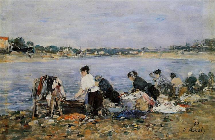 Laundresses on the banks of Touques, 1884 - Эжен Буден