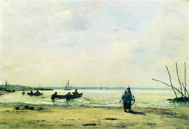Low Tide Near Honfleur, c.1865 - 歐仁·布丹
