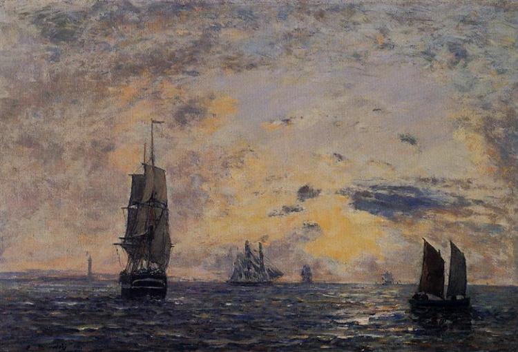 Seascape, Fishing Boats, c.1890 - Ежен Буден
