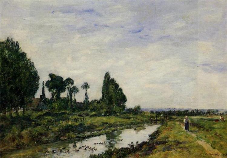 Small Canal at Quilleboeuf, 1893 - Eugene Boudin