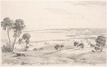 Colac and part of the lake seen from Robertson's Hill east - Eugene von Guerard