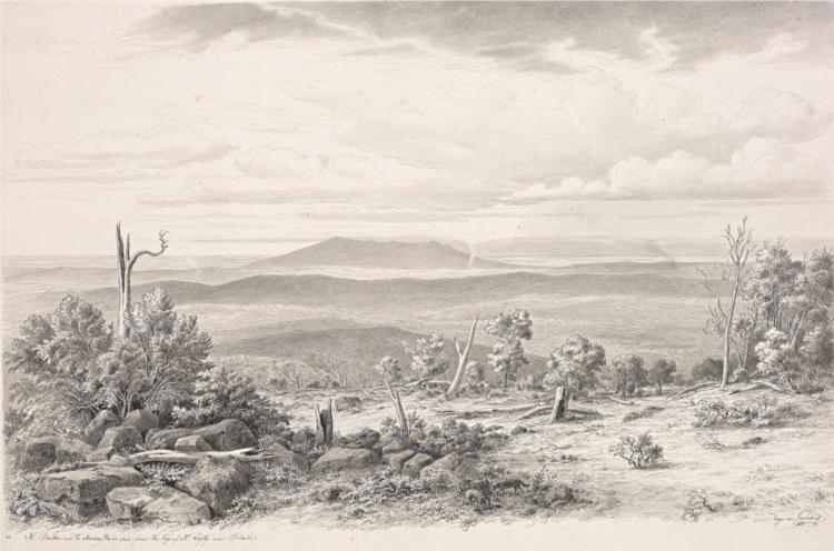 Mt Barker and the Murray plains seen from the top of Mt Lofty near Adelaide, 1858 - Eugene von Guerard