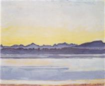 Lake Geneva with Mont Blanc before sunrise - Фердинанд Ходлер