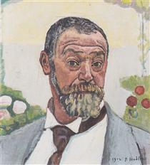 Self-portrait with roses - Фердинанд Ходлер