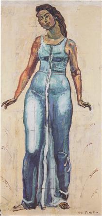 Standing female figure in a blue dress - Ferdinand Hodler