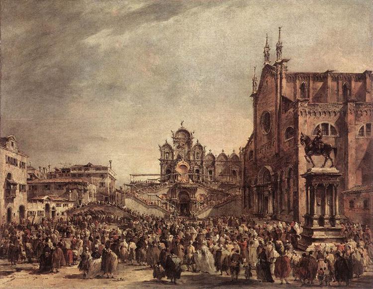 Pope Pius VI Blessing the People on Campo Santi Giovanni e Paolo, 1782 - Франческо Гварди