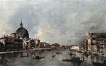 The Grand Canal with San Simeone Piccolo and Santa Lucia - Франческо Гварди